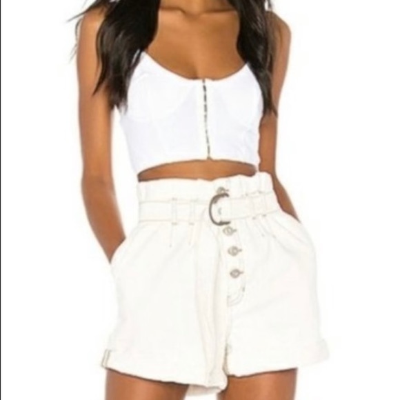Free People Cindy hi-waist paper bag denim shorts size 6 NWT - Picture 1 of 12